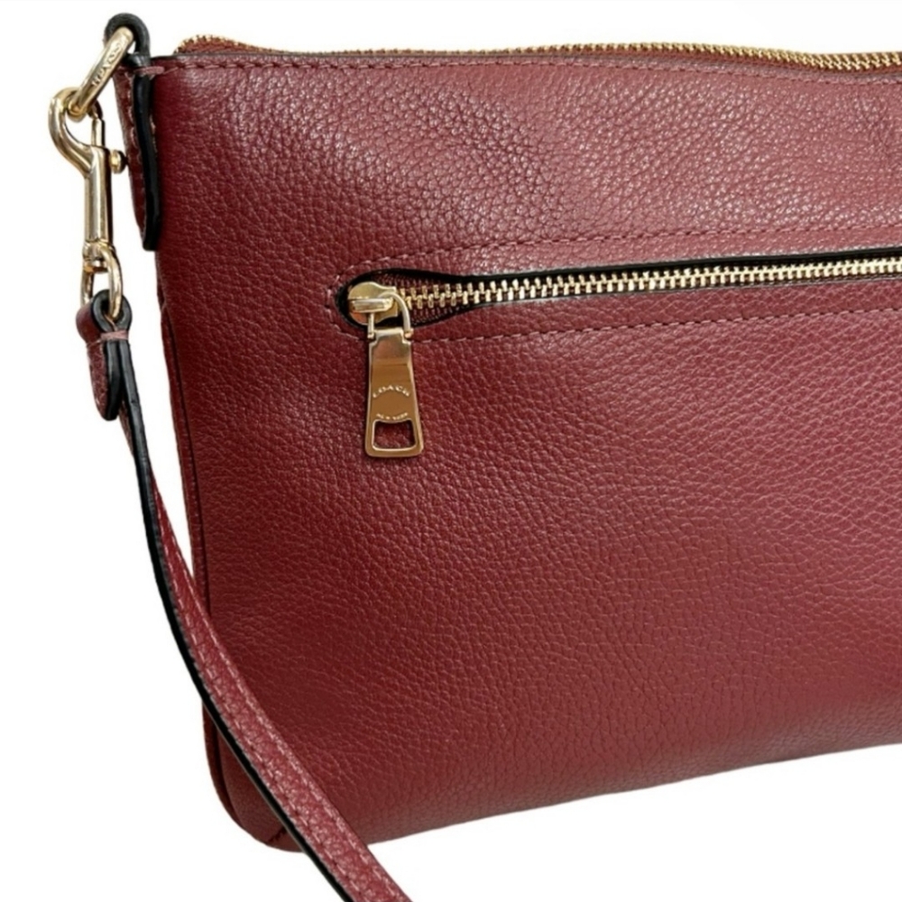 Coach Polly Pebbeled Grain Leather Crossbody in Maroon EUC - Picture 16 of 16
